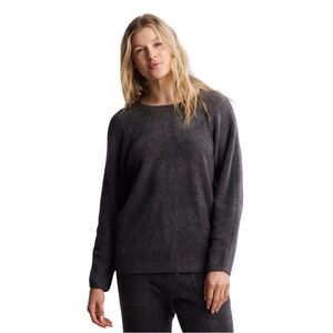 BAREFOOT DREAMS CozyChic Lite Rib Blocked Pullover in Carbon SZ S
